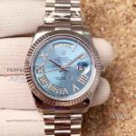 Replica Rolex Day-Date 40mm Watch - Ice Blue Diamond Roman Presidential Band